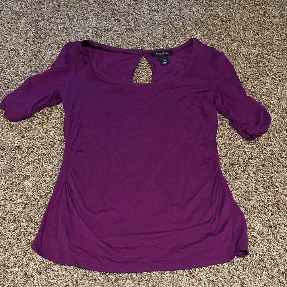 White House Black Market Purple Keyhole Blouse